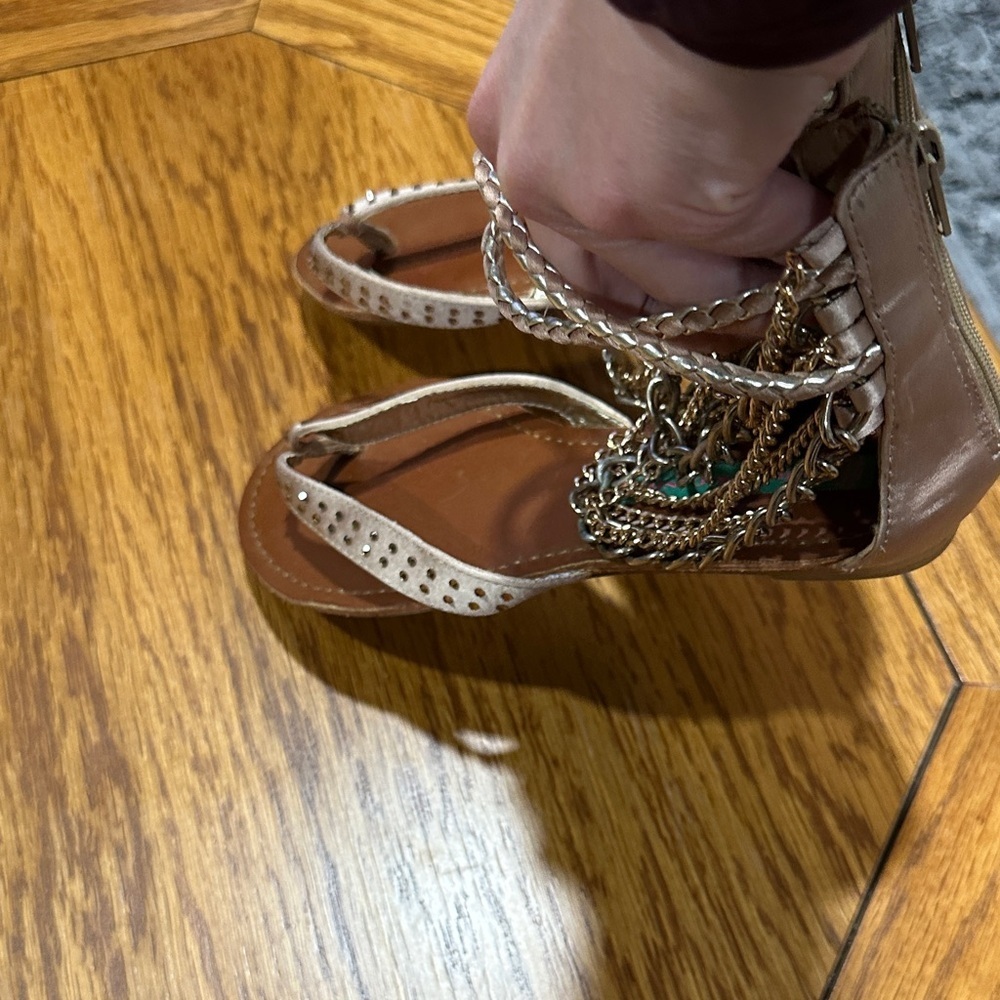 *ROCK & CANDY* Brown x Silver Bracelet Ankle Cuff Sandals Size 5 - Picture 9 of 10